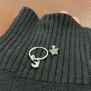 Silver Star and Moon Earrings